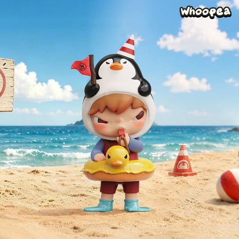 POP MART Hirono Penguin Lifeguard Figurine Hanging Card