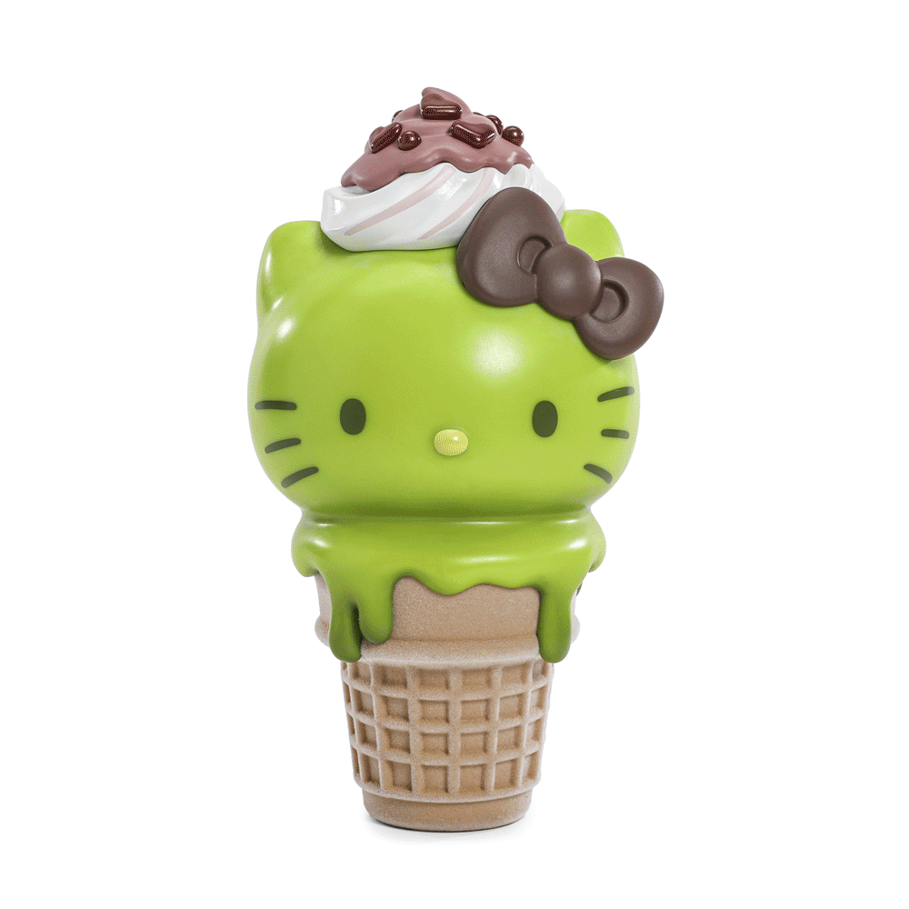 2025 CON EXCLUSIVE: Hello Kitty® Ice Cream Cone 6" Vinyl Art Figure - Glow-in-the-Dark Matcha with Chocolate Edition (Limited Edition of 500)