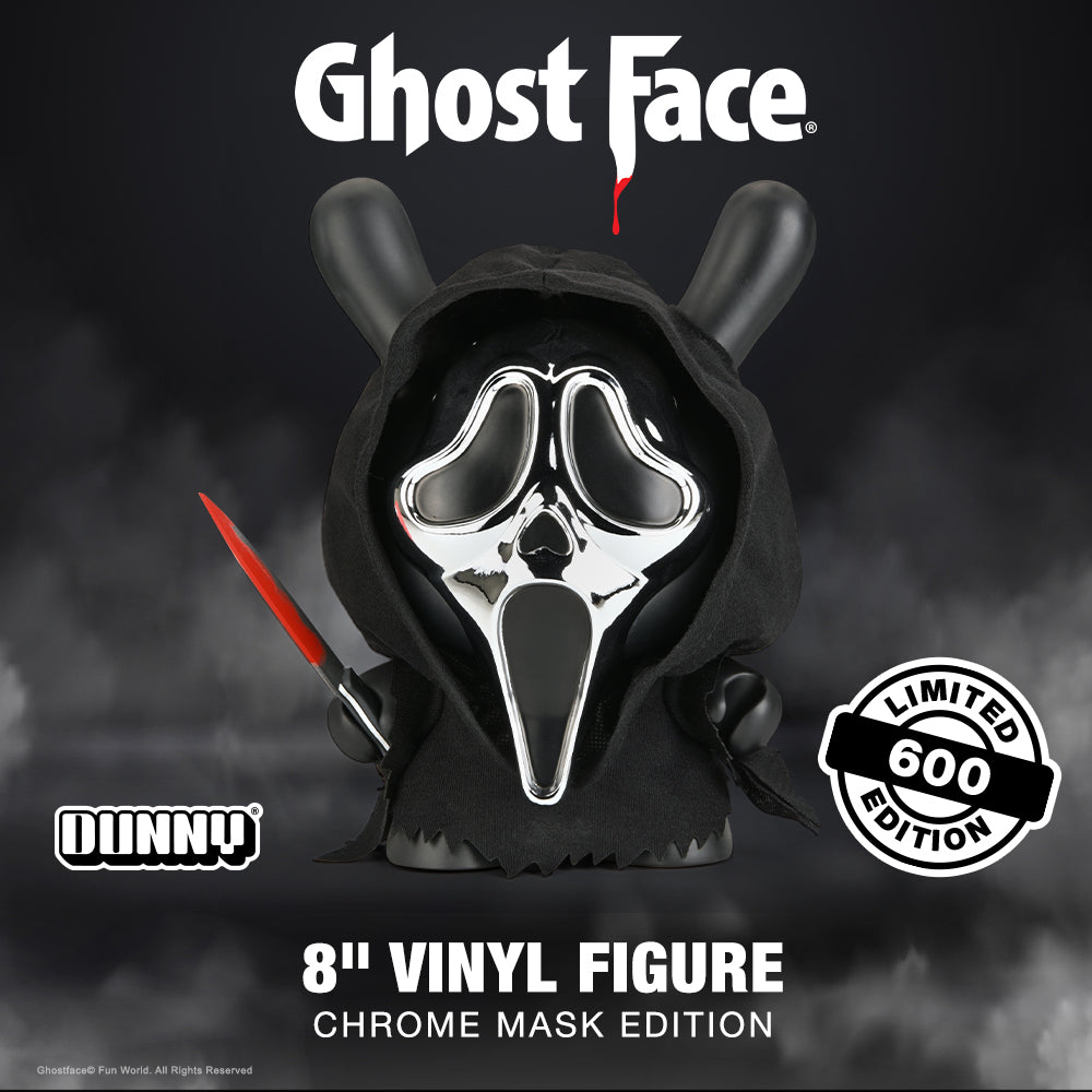 Ghost Face 8" Dunny Vinyl Art Figure - Chrome Mask Edition