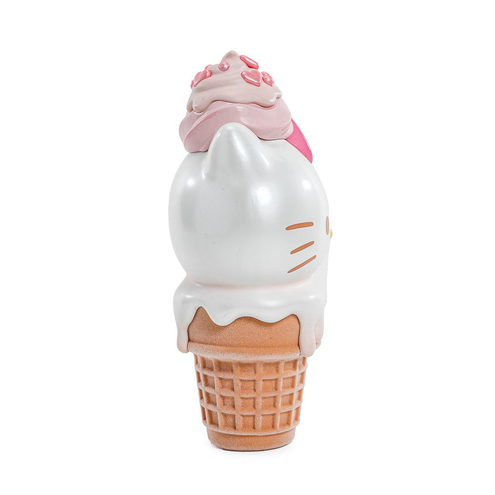 2025 CON EXCLUSIVE: Hello Kitty® Ice Cream Cone 6" Vinyl Art Figure - Pearlescent Vanilla with Strawberry Edition (Limited Edition of 500)