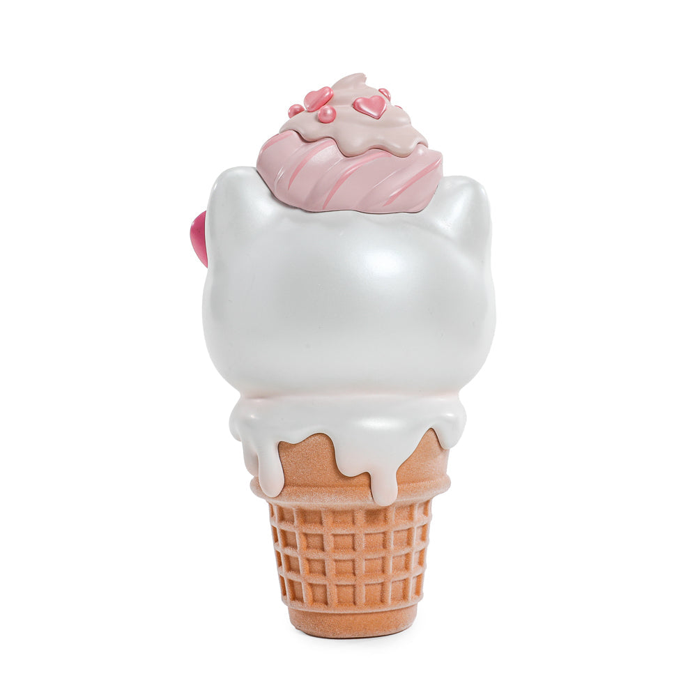 2025 CON EXCLUSIVE: Hello Kitty® Ice Cream Cone 6" Vinyl Art Figure - Pearlescent Vanilla with Strawberry Edition (Limited Edition of 500)