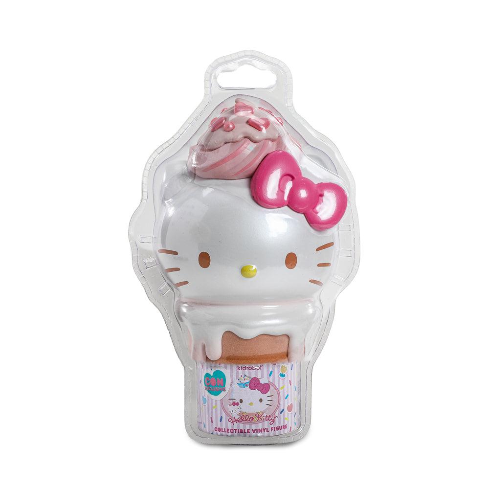 2025 CON EXCLUSIVE: Hello Kitty® Ice Cream Cone 6" Vinyl Art Figure - Pearlescent Vanilla with Strawberry Edition (Limited Edition of 500)