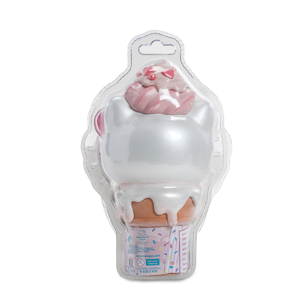 2025 CON EXCLUSIVE: Hello Kitty® Ice Cream Cone 6" Vinyl Art Figure - Pearlescent Vanilla with Strawberry Edition (Limited Edition of 500)