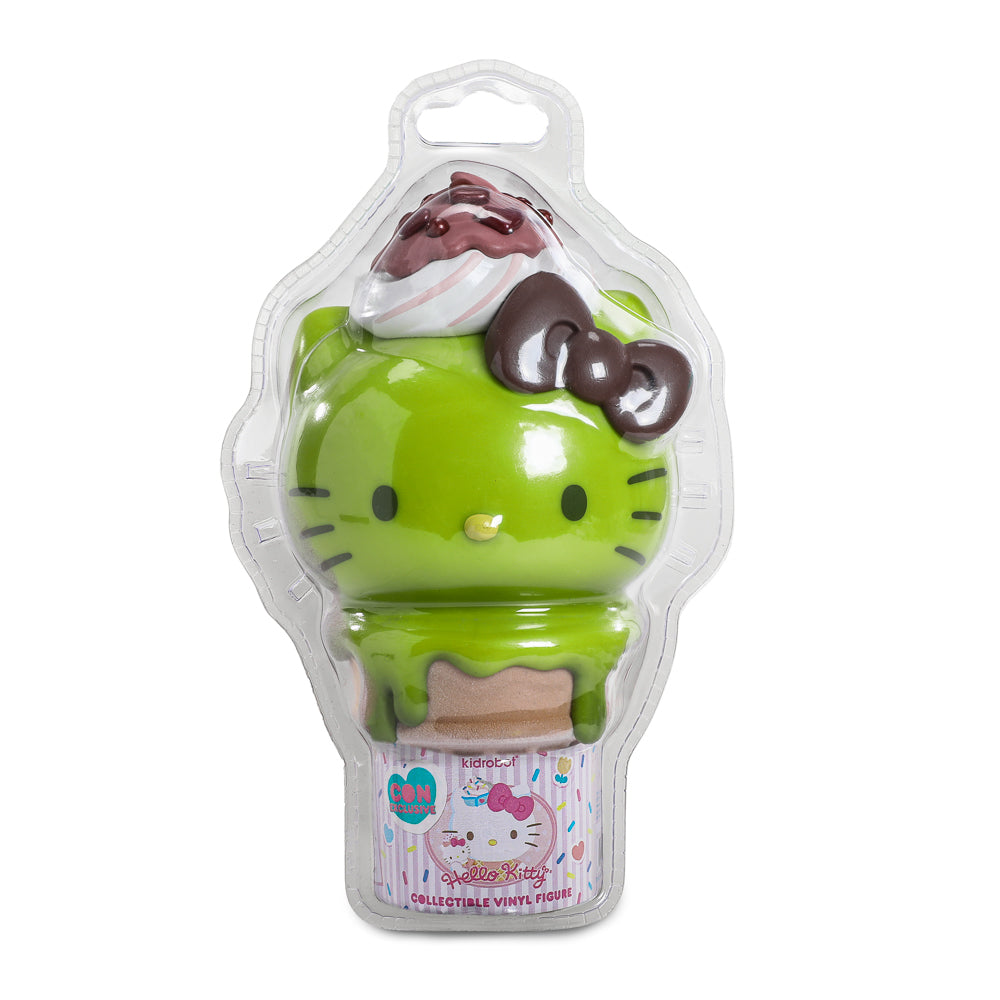 2025 CON EXCLUSIVE: Hello Kitty® Ice Cream Cone 6" Vinyl Art Figure - Glow-in-the-Dark Matcha with Chocolate Edition (Limited Edition of 500)