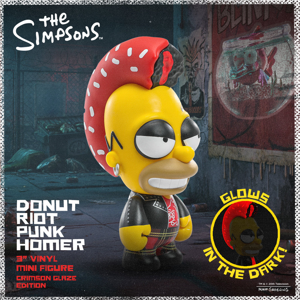 The Simpsons - Donut Riot Punk Homer 3" Vinyl Mini Figure - Crimson Glaze Edition - Kidrobot.com Exclusive (Limited Edition of 500) - SOLD OUT!