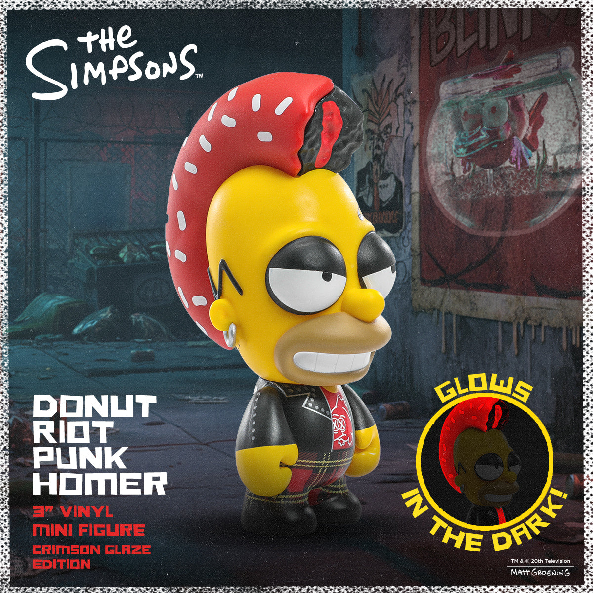 The Simpsons - Donut Riot Punk Homer 3" Vinyl Mini Figure - Crimson Glaze Edition - Kidrobot.com Exclusive (Limited Edition of 500) - SOLD OUT!