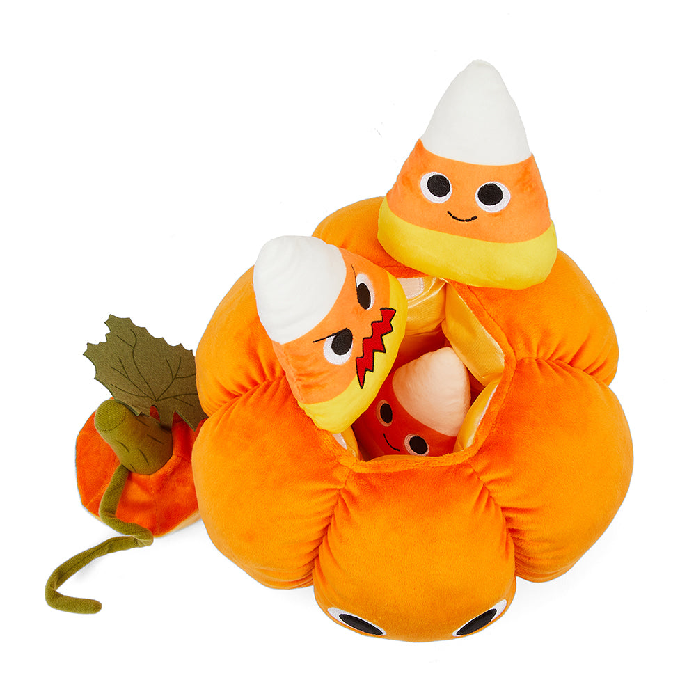 Yummy World Jack O'Lantern Interactive Pumpkin Plush with Candy Corns