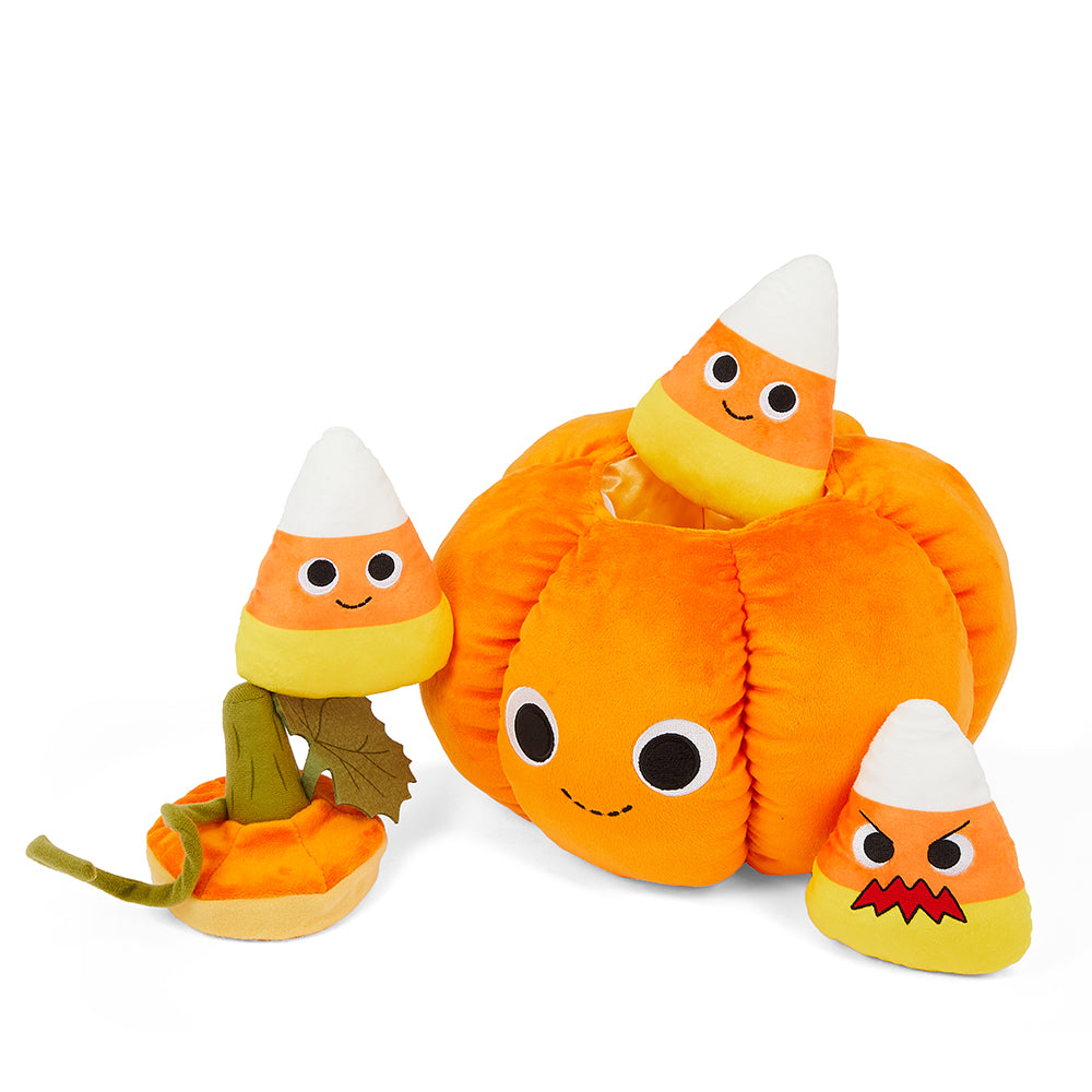 Yummy World Jack O'Lantern Interactive Pumpkin Plush with Candy Corns