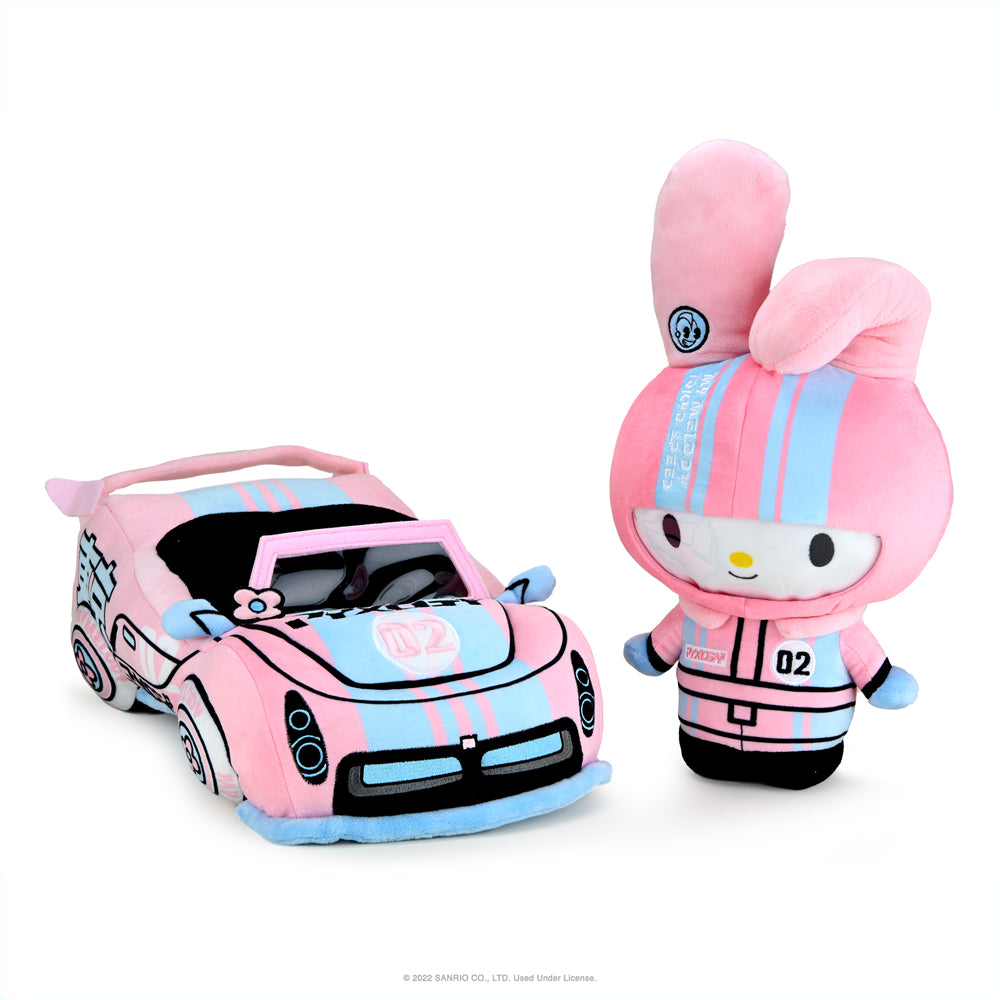 Hello Kitty® and Friends Tokyo Speed Racer 13" Plush 4-Pack Bundle - Badtz-maru®, Hello Kitty, Kuromi & My Melody® (PRE-ORDER)