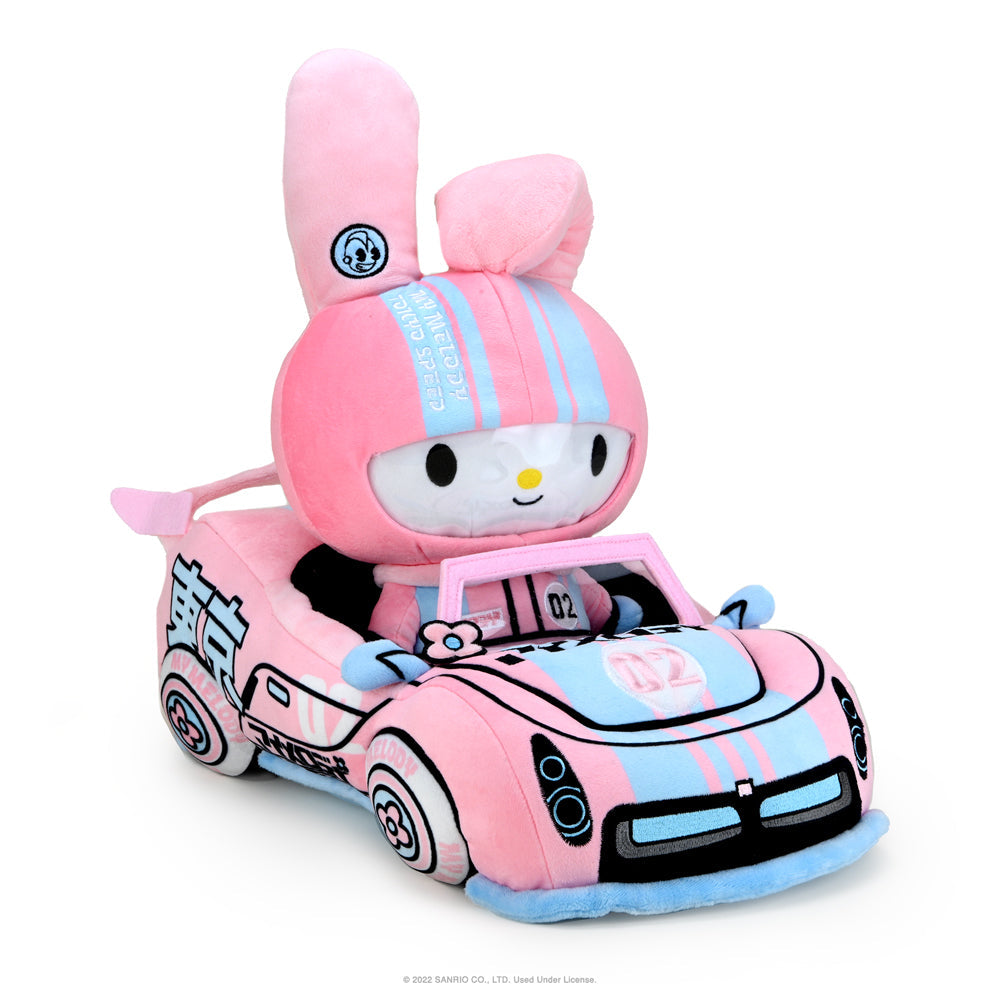 Hello Kitty® and Friends Tokyo Speed Racer 13" Plush 4-Pack Bundle - Badtz-maru®, Hello Kitty, Kuromi & My Melody® (PRE-ORDER)