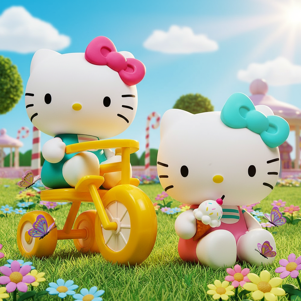 Hello Kitty® Tricycle and Ice Cream Play Theme 4.5" Vinyl Figure 2-Pack Set by Kidrobot
